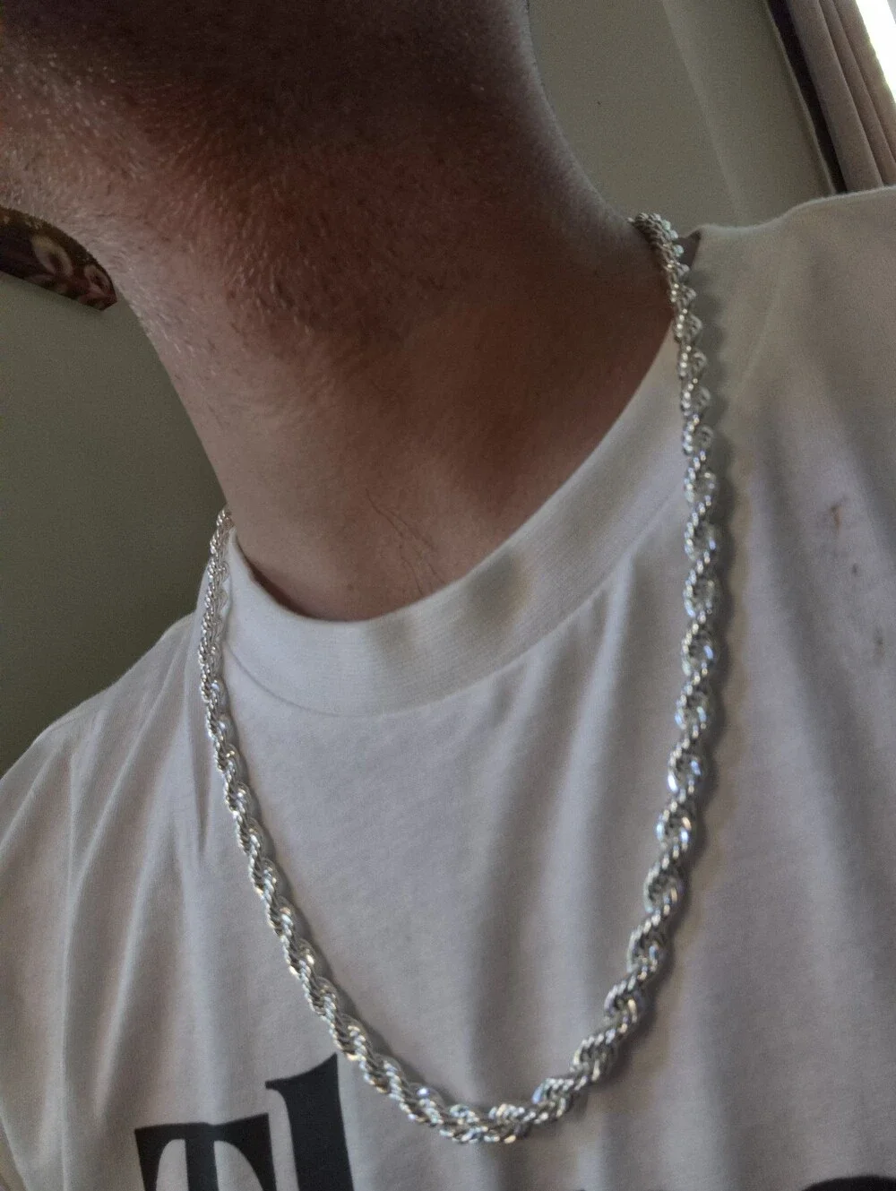 A Necklace Made To Look Like A Real Silver Rope Chain Necklace 6mm 24 Inches